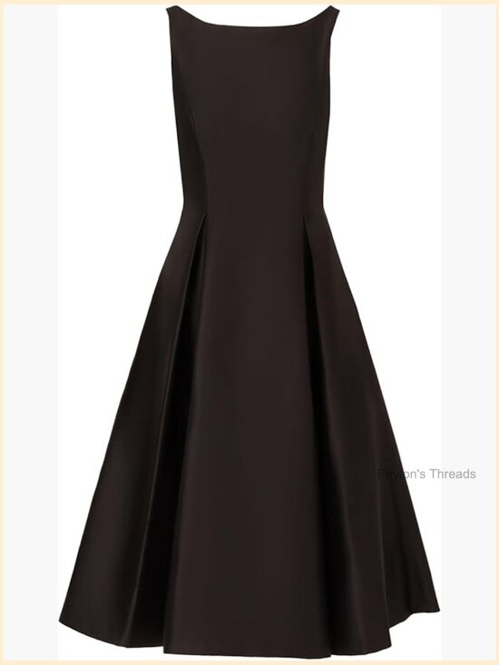Dresses & Skirts - Sleeveless Tea Length Cocktail Dress Fit & Flare Boat Neck